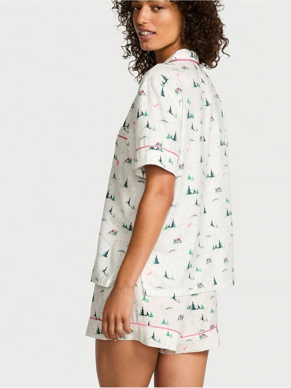 Victoria’s Secret Cotton Flannel Short Pajama Set White Medium NWT